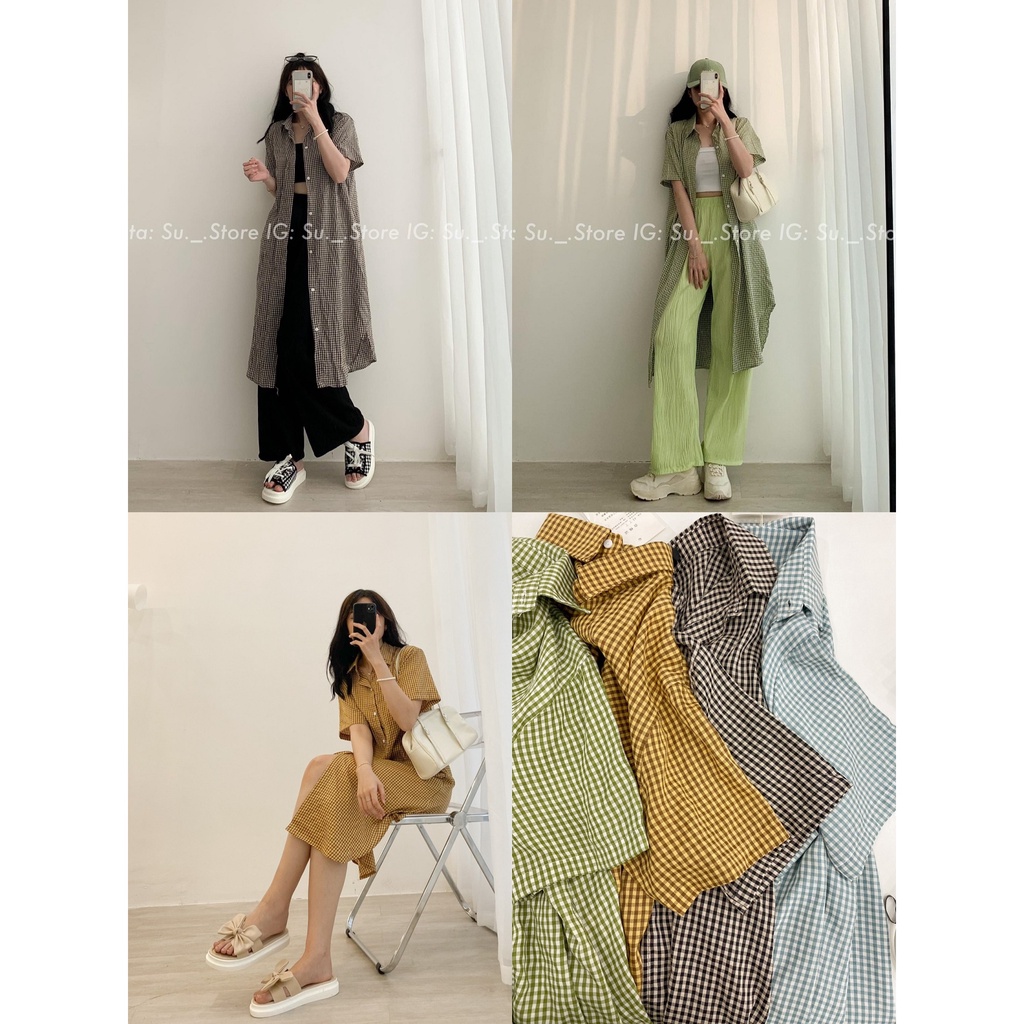 Váy sơ mi kẻ caro dáng suông V660 SUSTORE