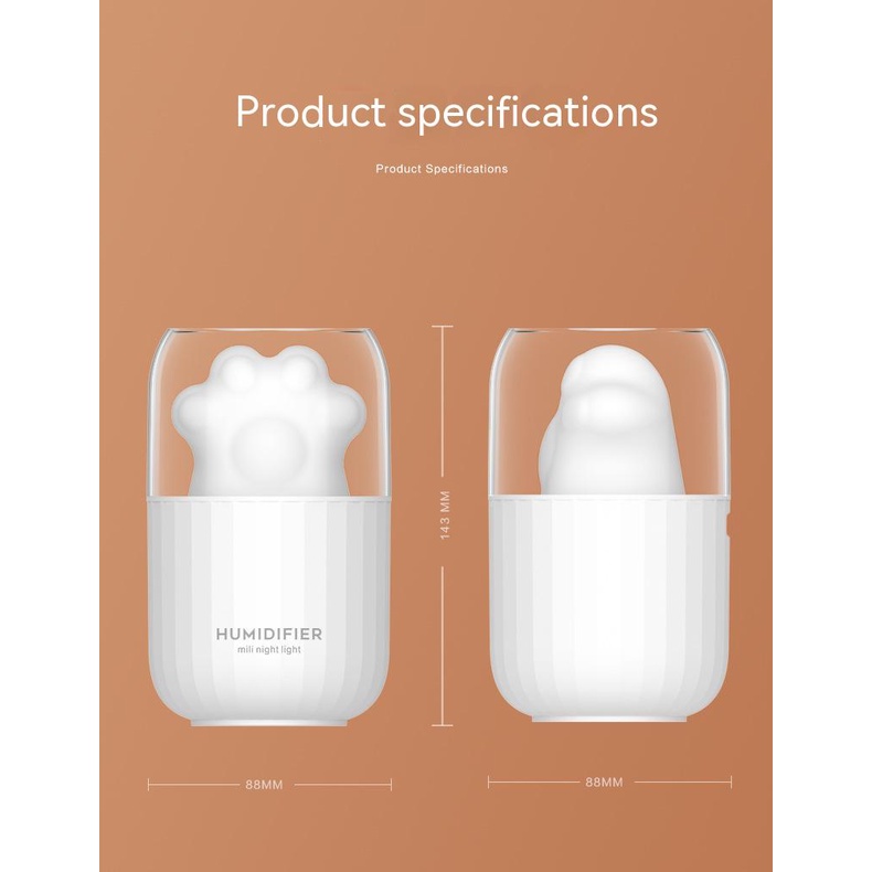 Mới Máy Phun Sương Tạo Ẩm Mini Hình Chân Mèo Dễ Thương Kèm Sạc usb Tiện Dụng
