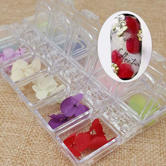 Hoa lụa trang trí móng, hoa trang trí móng nail, Sét hoa khô nail set hoa 12 màu