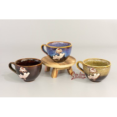 Set cốc capuchino men hỏa biến Bát Tràng