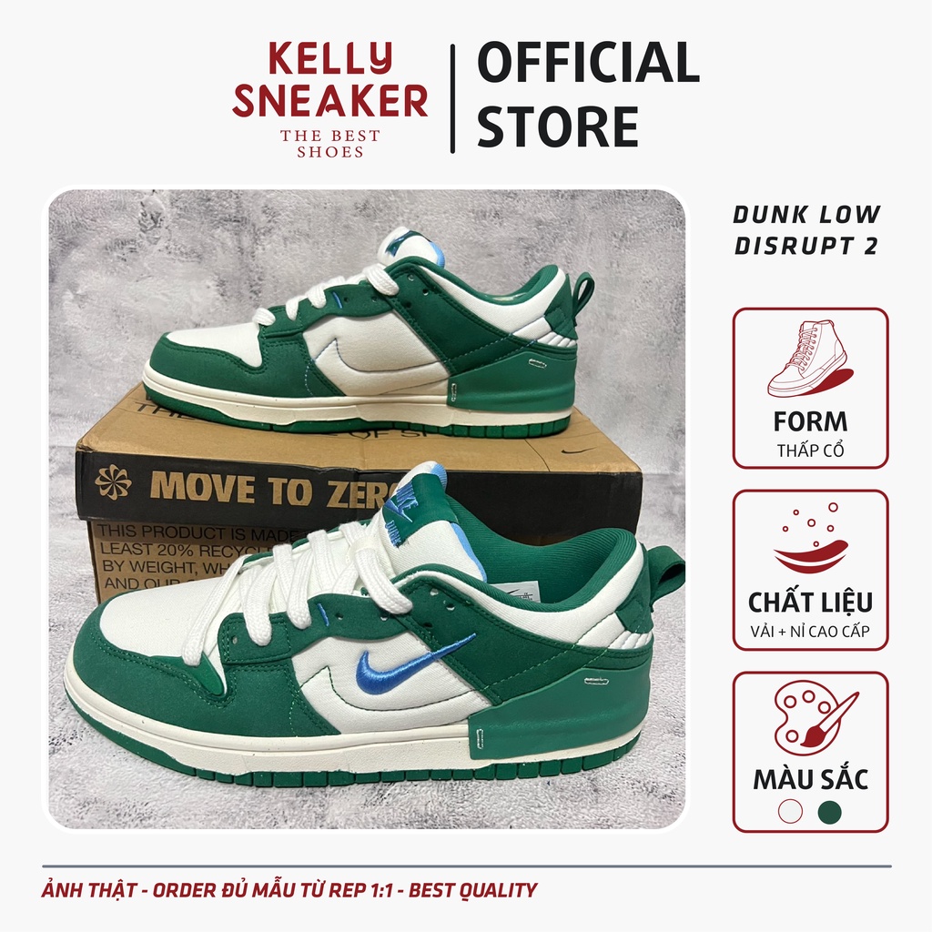 Giày Thể Thao Sneaker Dunk Low Disrupt 2 Malachite Xanh Trắng - Bản Cao Cấp (Ảnh Thật + Hàng Sẵn)