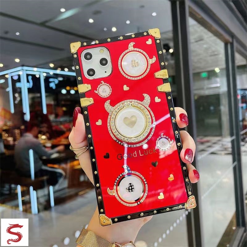 Ốp Điện Thoại Vuông Hình Cô Gái Bò Sữa Dễ Thương Cho IPhone 13 Pro Max 12 11 Pro Max XR XS Max 7 8 Plus