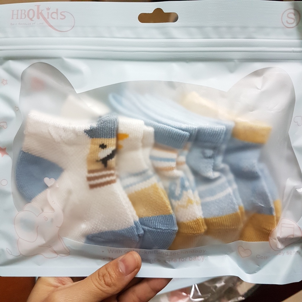 Tất điều hòa thoáng khí cho bé, set 5 đôi tất Kid's Socks mềm mại cho bé từ 0 đến 3 tuổi