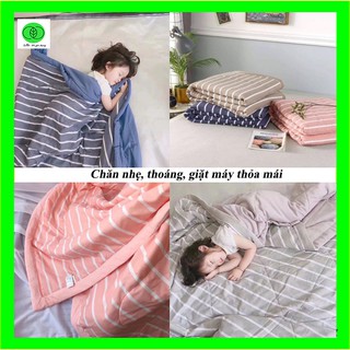 Chăn hè thu cotton đũi kẻ muji nhật bản