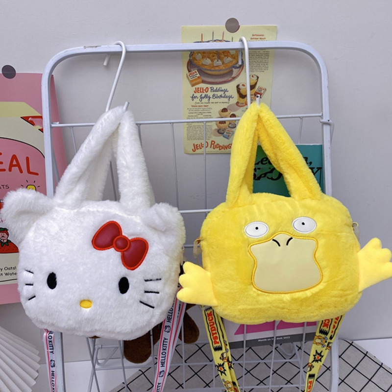 Túi Đeo Chéo Nhỏ Bằng Vải Bông Họa Tiết Hoạt Hình Dễ Thương Có Thể Điều Chỉnh Cho Bé Gái