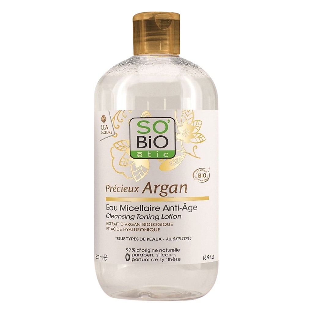 NƯỚC TẨY TRANG DẦU ARGAN HỮU CƠ SO'BIO ESTIC ARGAN ANTI-AGE MICELLAR WATER 500ML CHÍNH HÃNG - 9246