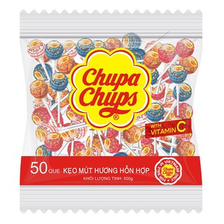 Kẹo mút Chupa Chups hương trái cây hỗn hợp gói 500g (50 que)