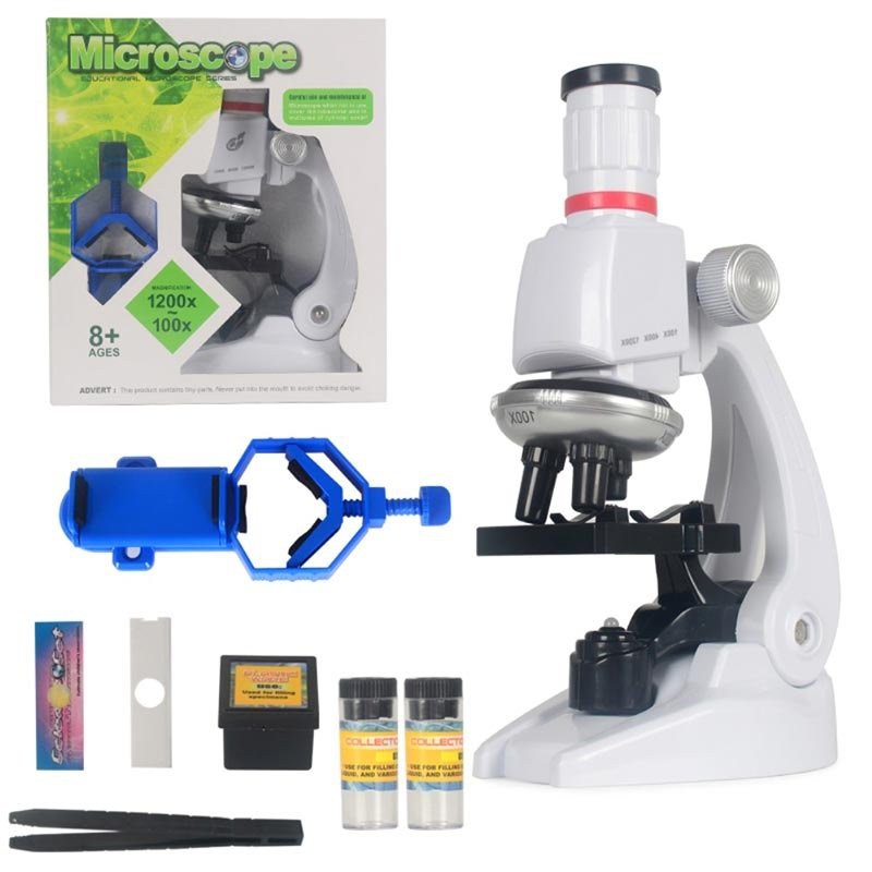 BỘ KIT KÍNH HIỂN VI KHOA HỌC VUI ĐỒ CHƠI THÔNG MINH CHO BÉ 100X – 1200X KÈM GIÁ ĐỠ ĐIỆN THOẠI EDUCATIONAL MICROSCOPE SET