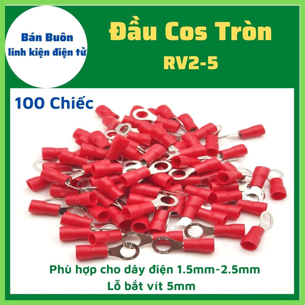 100 Đầu cos tròn rv2-5, đầu cos 2.5mm