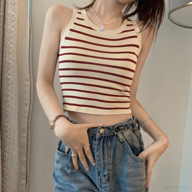 Áo Croptop Sát Nách Cổ Tròn Dáng Ôm Thời Trang Mùa Hè Cho Nữ