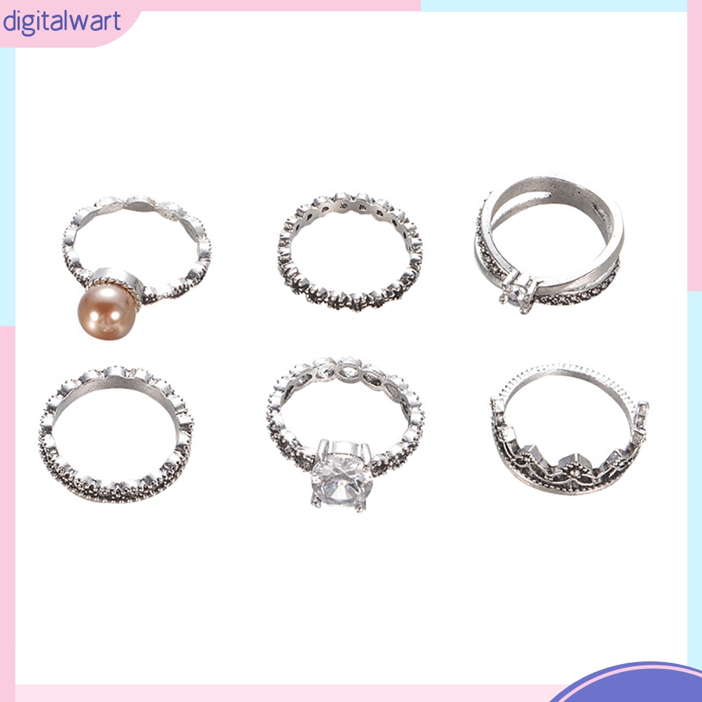 Set 6 nhẫn nữ họa tiết đa dạng thời trang