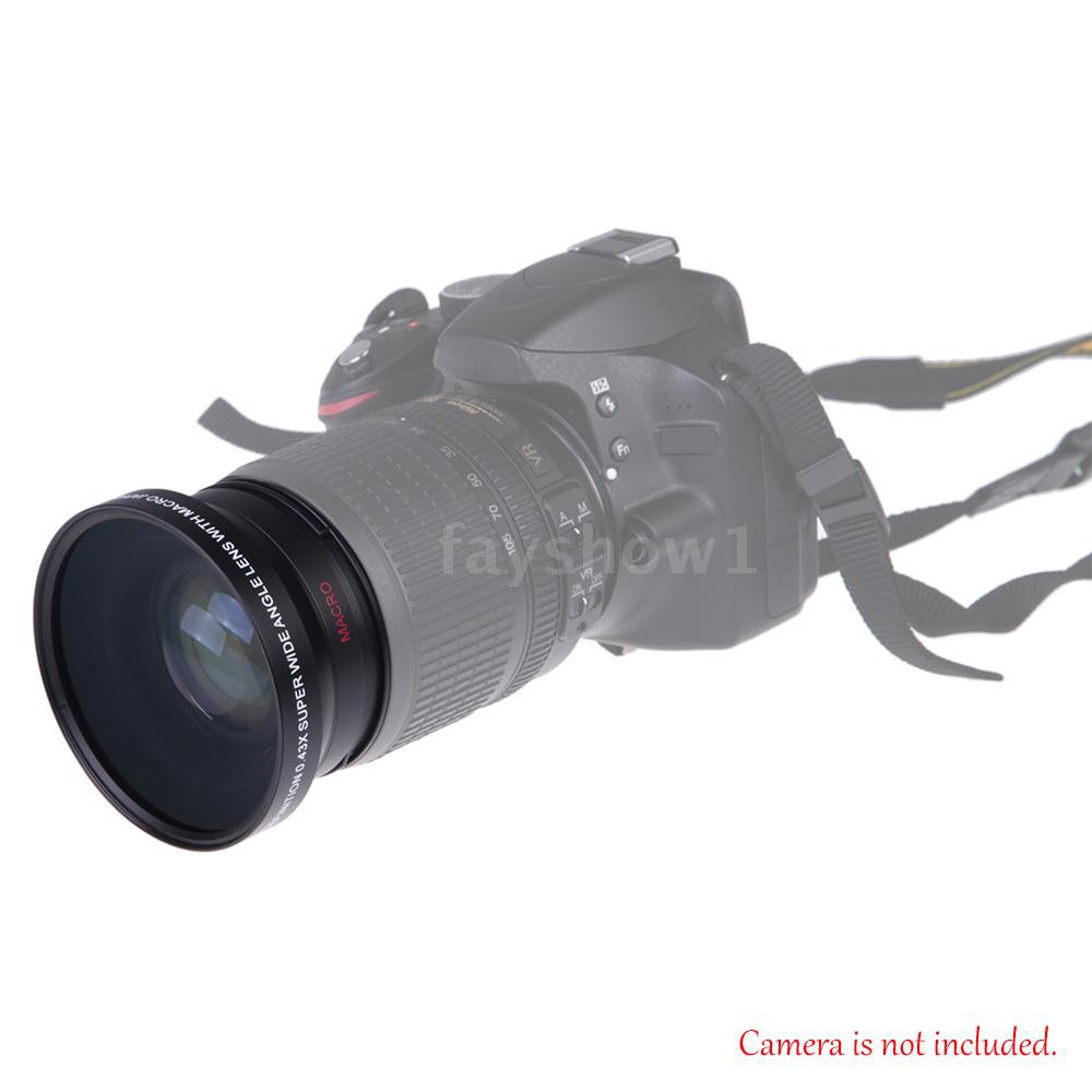 Len kính góc rộng máy ảnh kỹ thuật số kèm ống kính macro chất lượng cao 67mm 0.43× cho Canon Rebel T5i T4i T3i 18-135