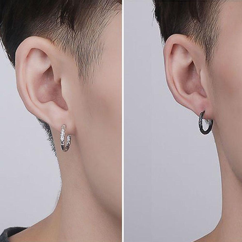 AROMA Khuyên Tai Tròn Unisex Mạ Bạc