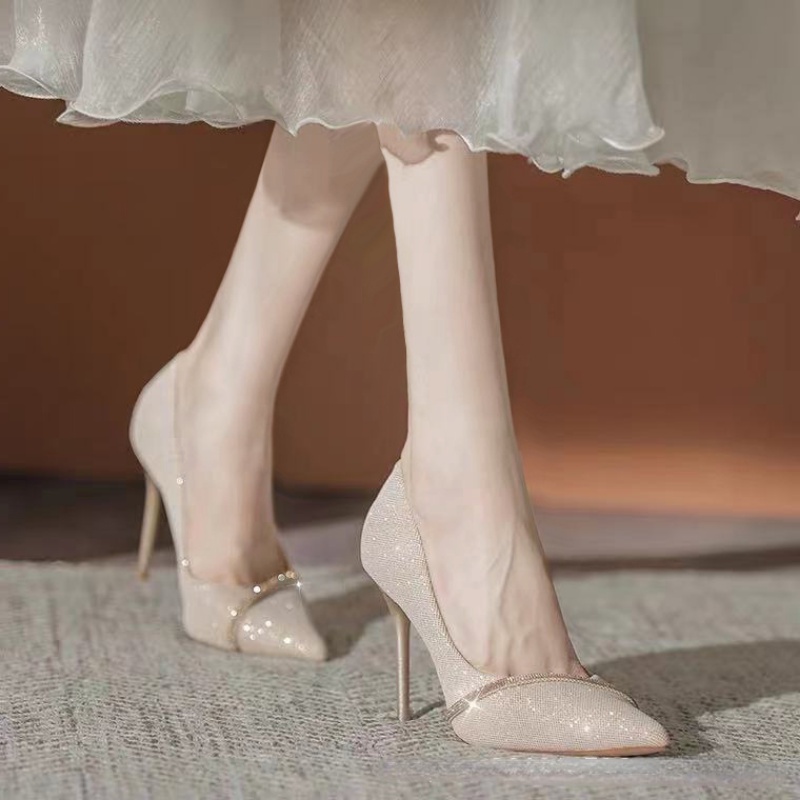 Giày cao gót nữ mũi nhọn đế cao 7-9cm lấp lánh quyến rũ thời trang