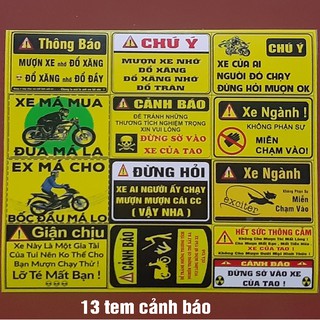 13 TEM XE CẢNH BÁO LOGO CẢNH BÁO TRANG TRÍ XE