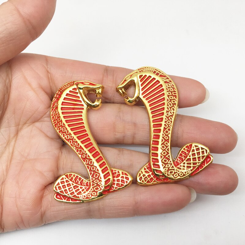 2 Cái / bộ ✷ ❈ kim loại Cobra Snake logo Xe Dán Phía Sau Thân Xe Biểu Tượng Lưới Tản Nhiệt Huy Hiệu Cho Mustang GT500 SVT Shelby Kiểu Dáng Xe