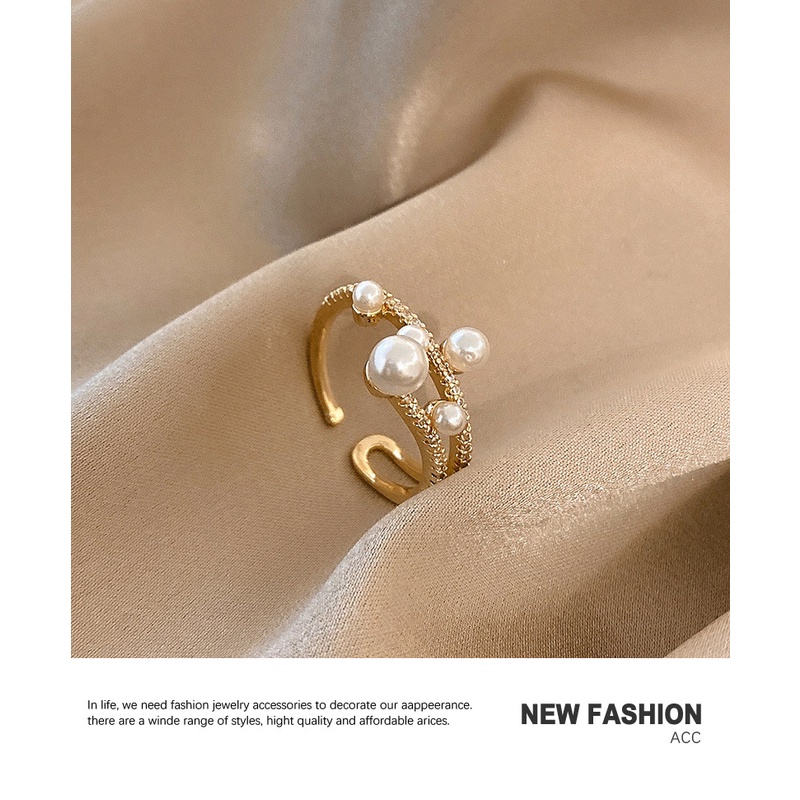 Nhẫn Nữ Đính Ngọc Trai Thời Trang Hàn Quốc 2022