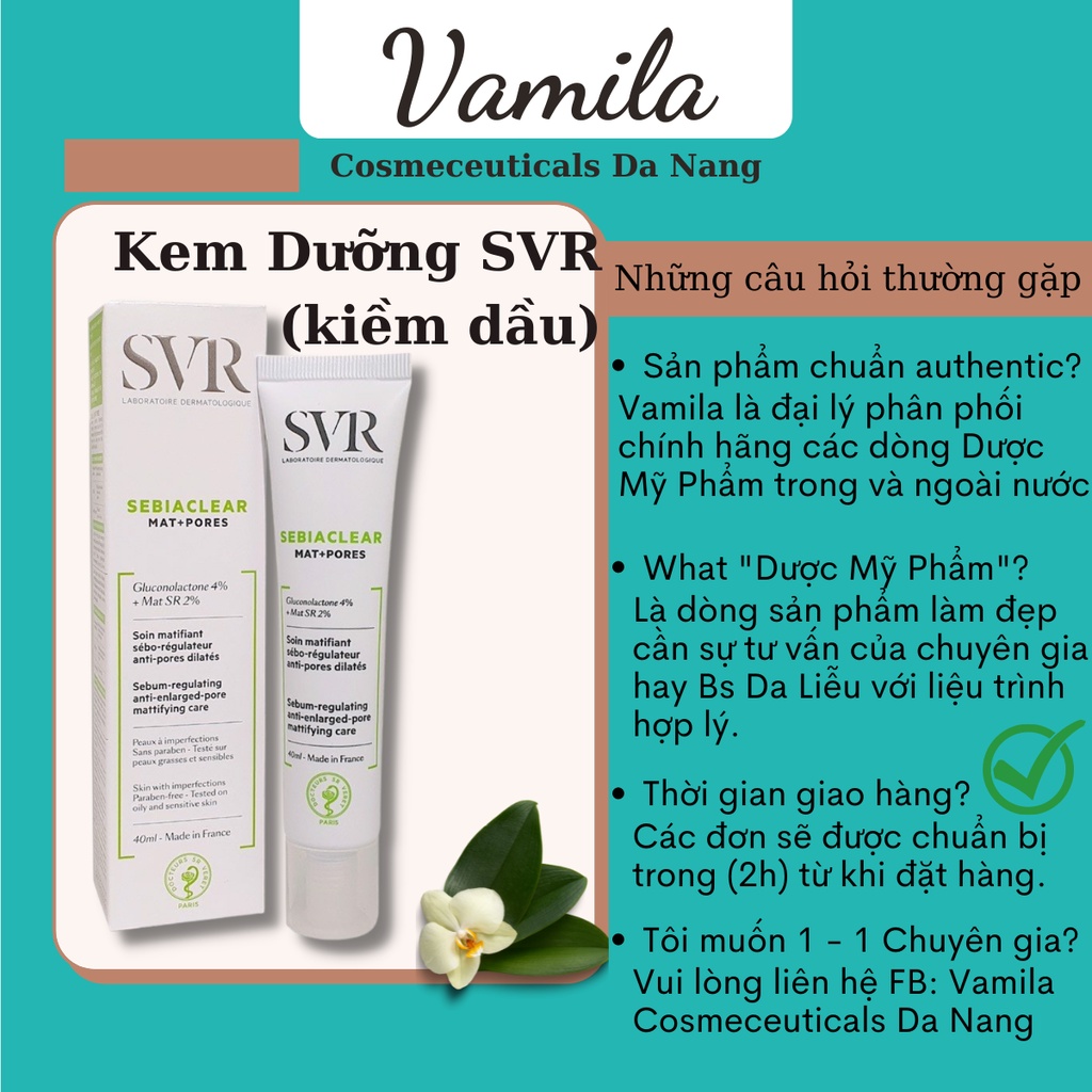 Kem Dưỡng SVR Kiềm Dầu 40ml Chính Hãng Ngừa Mụn Hiệu Quả (Niacinamide)