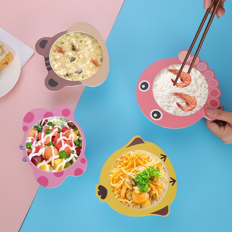 Bát ăn dặm lúa mạch cho bé hình thú cưng, Chén ăn dặm làm từ chất liệu nhựa sợi tre, chịu nhiệt cao, không độc hại
