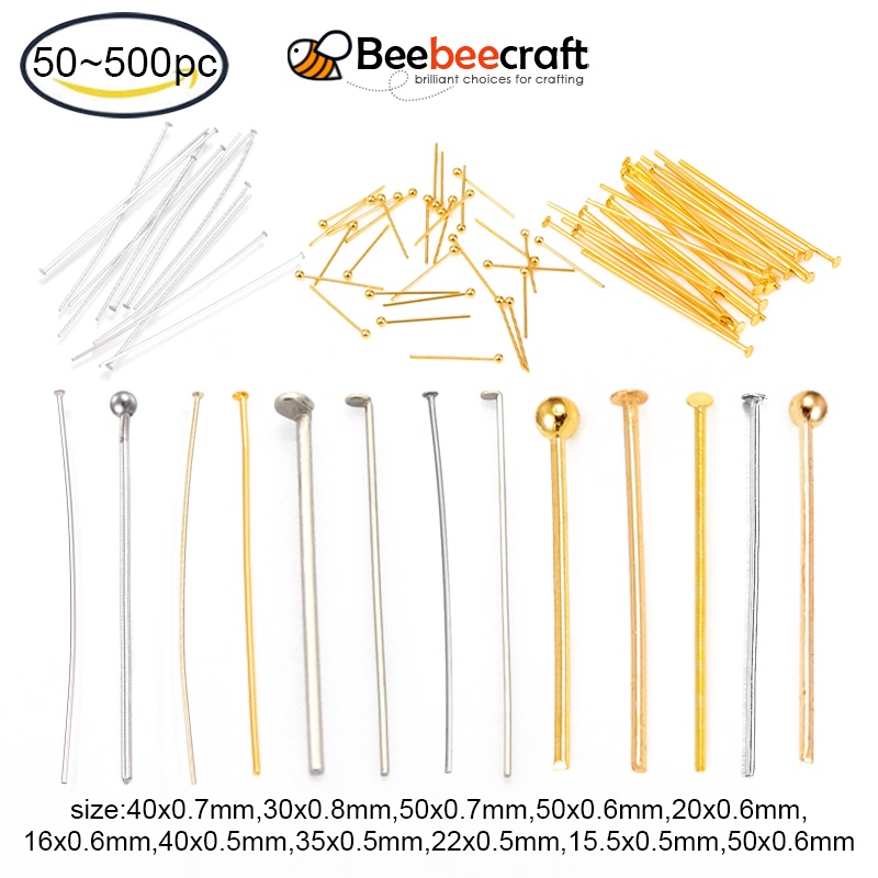 Set 50-500 Ghim Đầu Tròn 15.5-50mm Bằng Thép Không Gỉ 304 Làm Trang Sức Thủ Công