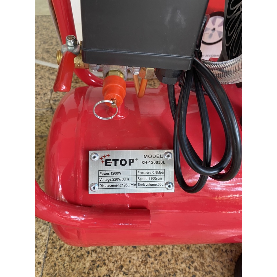 Máy nén khí không dầu 30 lít, Công suất 1200w chính hãng ETOP - Cam kết lõi đồng 100%, chuyên dùng bơm hơi, phun sơn