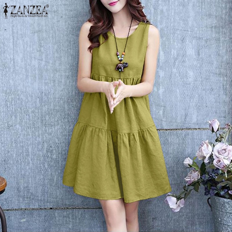 Đầm chữ A Zanzea không tay thời trang cổ điển cho nữ