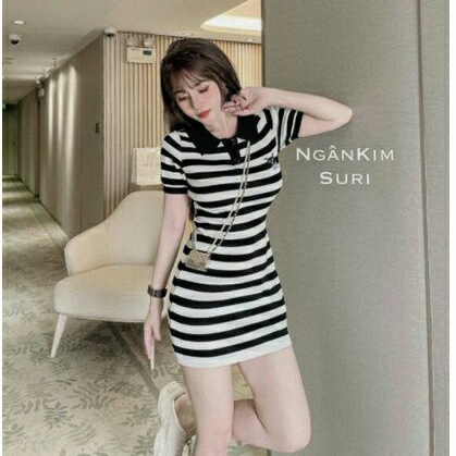 Váy Polo kẻ Body cổ đức ,Váy polo Nu siêu Tôn Dáng