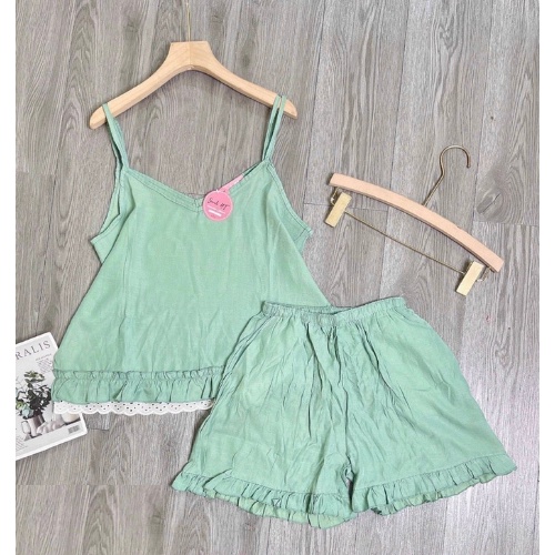 Set Áo 2 Dây Trơn Quần Cộc, Bộ Đũi Hai Dây Mặc Nhà Nhẹ Nhàng, Thoáng Mát, Thấm Hút Mồ Hôi, Bộ Pijama Lụa Mặc Nhà
