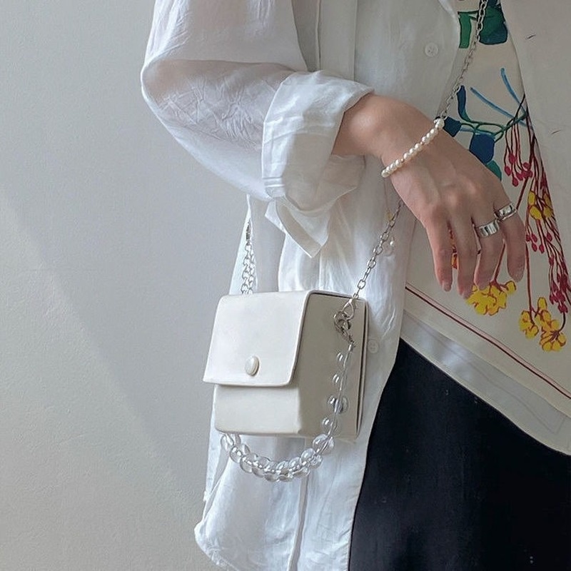 Túi Xách Đeo Chéo Đính Ngọc Trai Hình Vuông GYLXB253