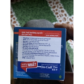 Que thử đường huyết on call plus