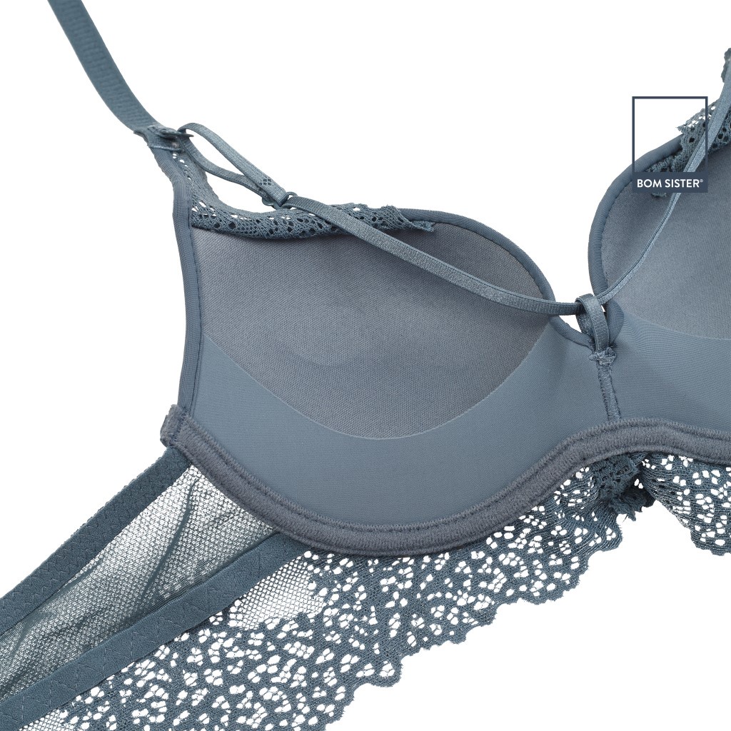 Áo lót mút mỏng có gọng màu trơn dây ngực viền ren nâng ngực tự nhiên BOM SISTER A2051
