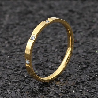 Nhẫn Titan Nữ Đính 3 Viên Đá Đơn Giản Không Đen Không Gỉ TT 176