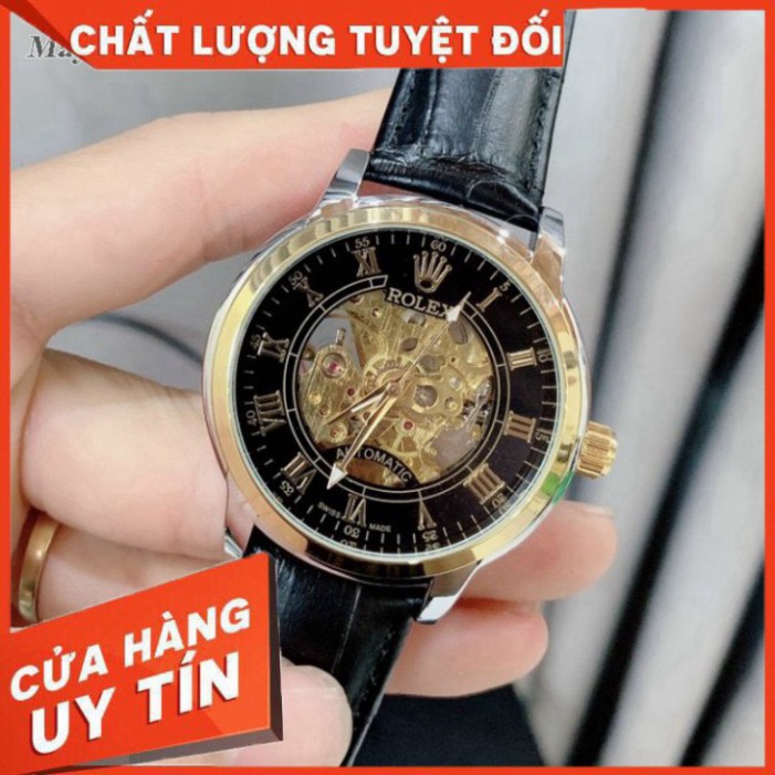 Đồng hồ dây da Rolex cơ - fullbox ảnh thật 100% - bảo hành 12 tháng