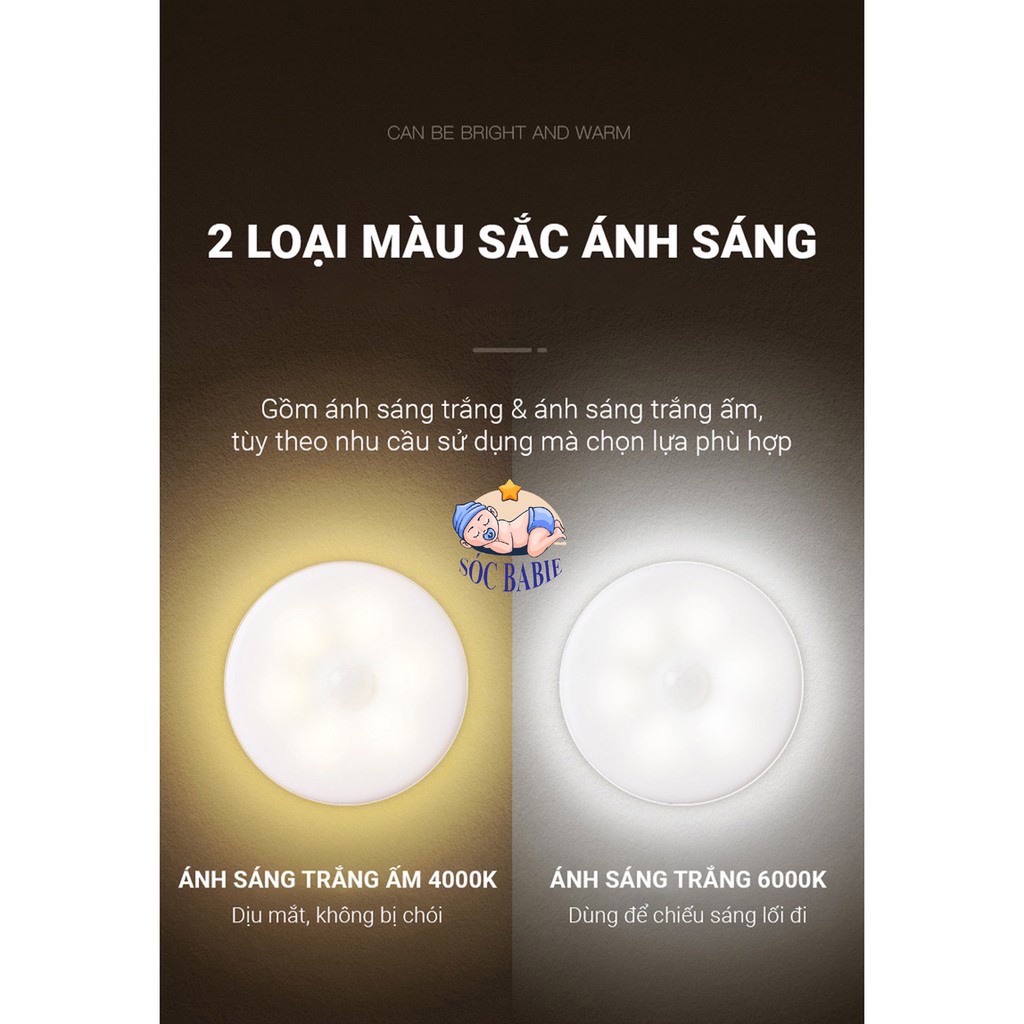 [ Hàng Hot ] ĐÈN CẢM ỨNG DÁN TƯỜNG, ÁNH SÁNG VÀNG,  CẦU THANG, TỦ, GIƯỜNG GBL 6 LED THÔNG MINH (SẠC ĐIỆN USB)