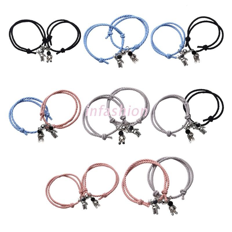 Set 2 Vòng Tay Dây Bện Mặt Hình Phi Hành Gia Cho Cặp Đôi