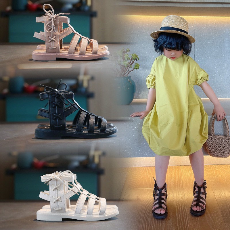 Giày Sandal chiến binh bé gái - Sandal bé gái cao cổ chất da siêu mềm êm chân cho bé gái từ 2-7tuổi