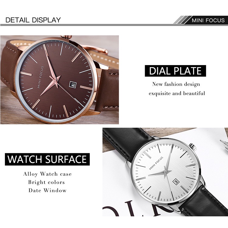 Đồng hồ nam MINI FOCUS MF0115G.01 dây da thật màu đen viền thép không gỉ màu bạc 3 kim hàng chính hãng cao cấp Nhật Bản | BigBuy360 - bigbuy360.vn