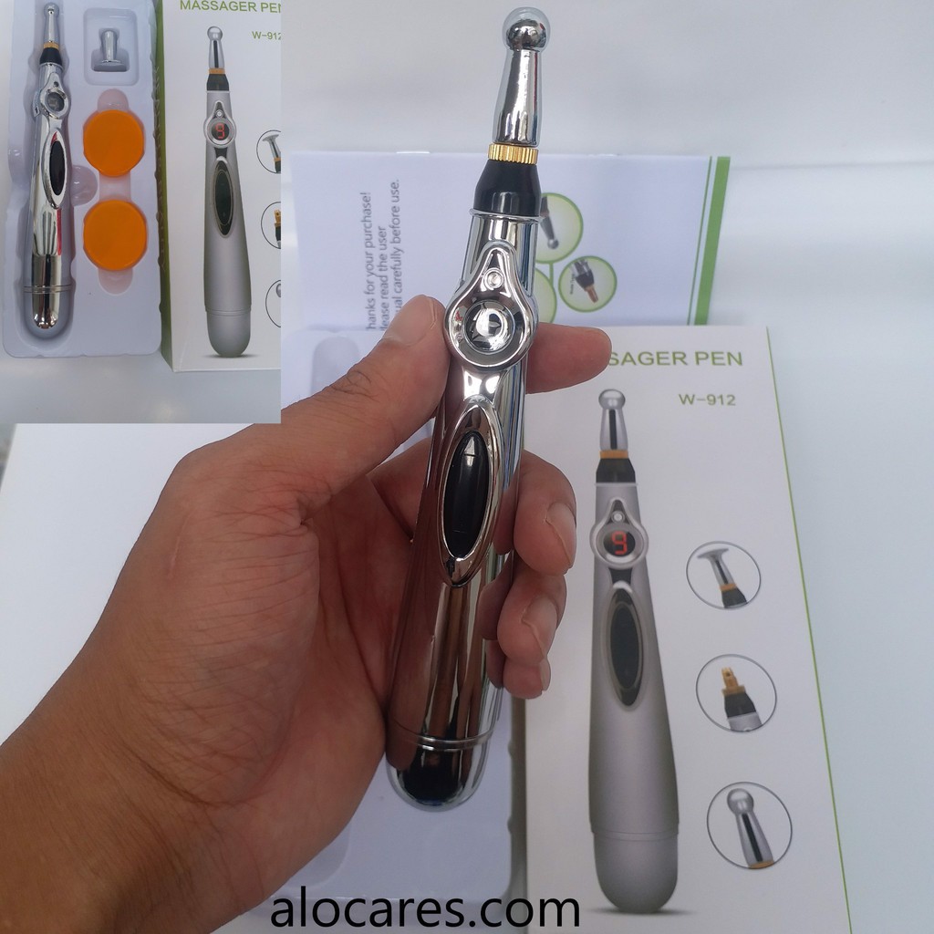 Bút dò huyệt xung điện 3 đầu cao cấp, massage xung điện - bút day huyệt massage Pen W912 , châm cứu đông y gia đình