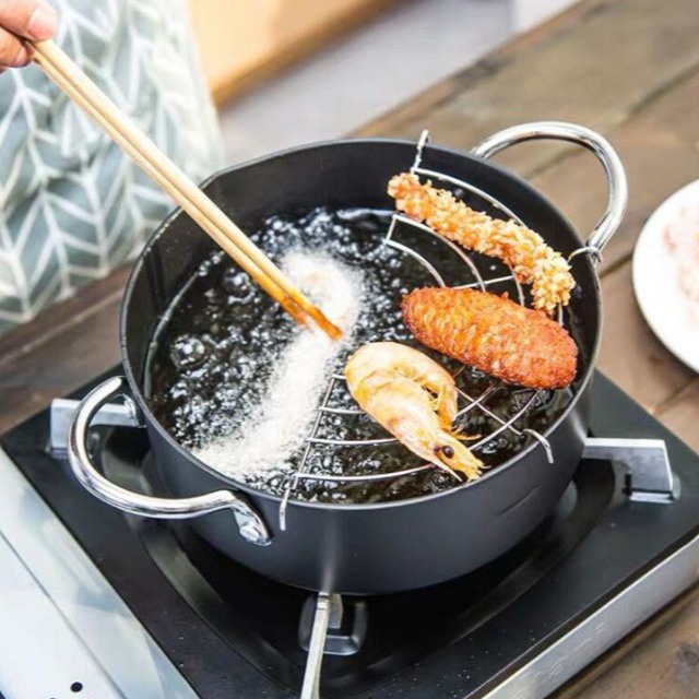 Nồi Chiên Chống Dính EMOOJOO  20cm Có Khay Để Ráo Mỡ