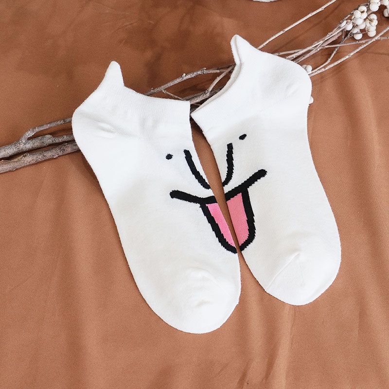 Vớ WAFNHA D391 cotton thoáng khí họa tiết biểu tượng cảm xúc dành cho nam và nữ