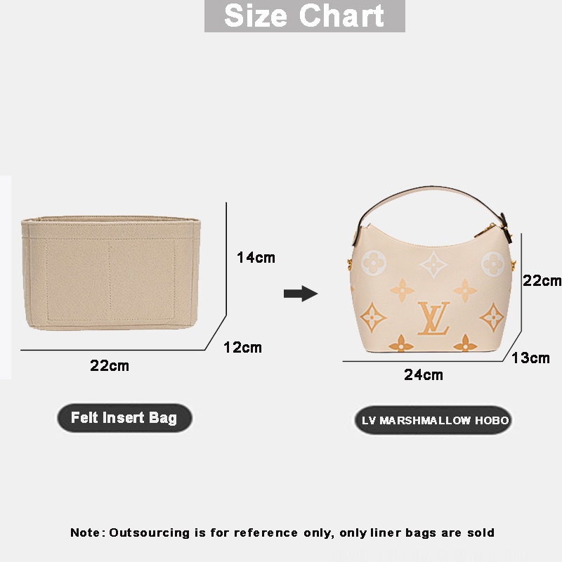 Túi chèn cho túi xách LV EVERTONER Marshmallow Hobo vải nỉ có khóa kéo sức chứa lớn đựng mỹ phẩm tiện lợi