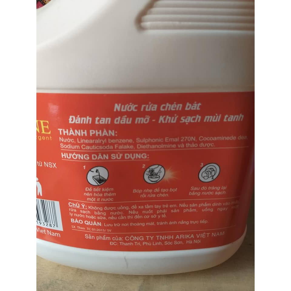 Nước rửa chén thảo dược tinh dầu quế can 3.6 lít.