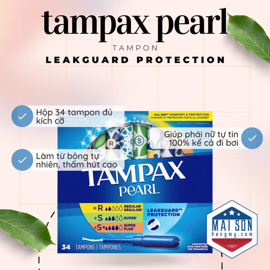 TAMPON CÓ THANH ĐẨY TAMPAX PEARL - Hàng Nhập USA Chính Hãng