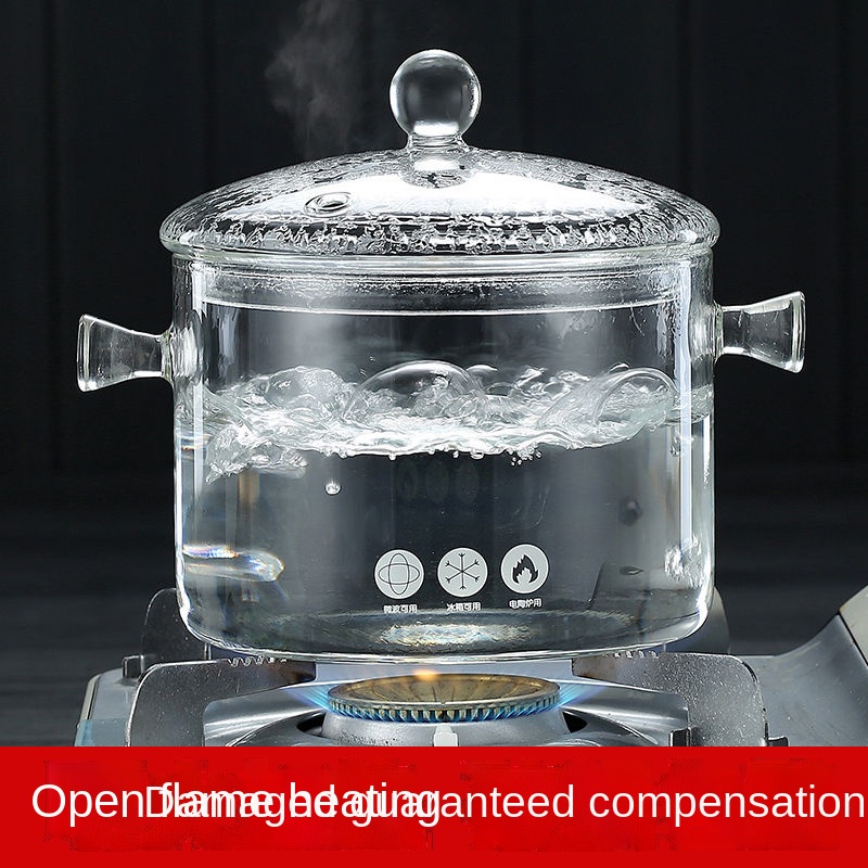 Nồi Thủy Tinh borosilicate Trong Suốt Chịu Nhiệt Cao Dùng Nấu Súp Tiện Dụng