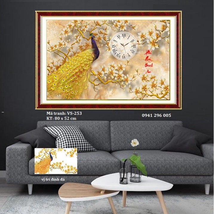 Tranh đính đá Phú Quý Bình An (80x50cm)- chưa đính đá