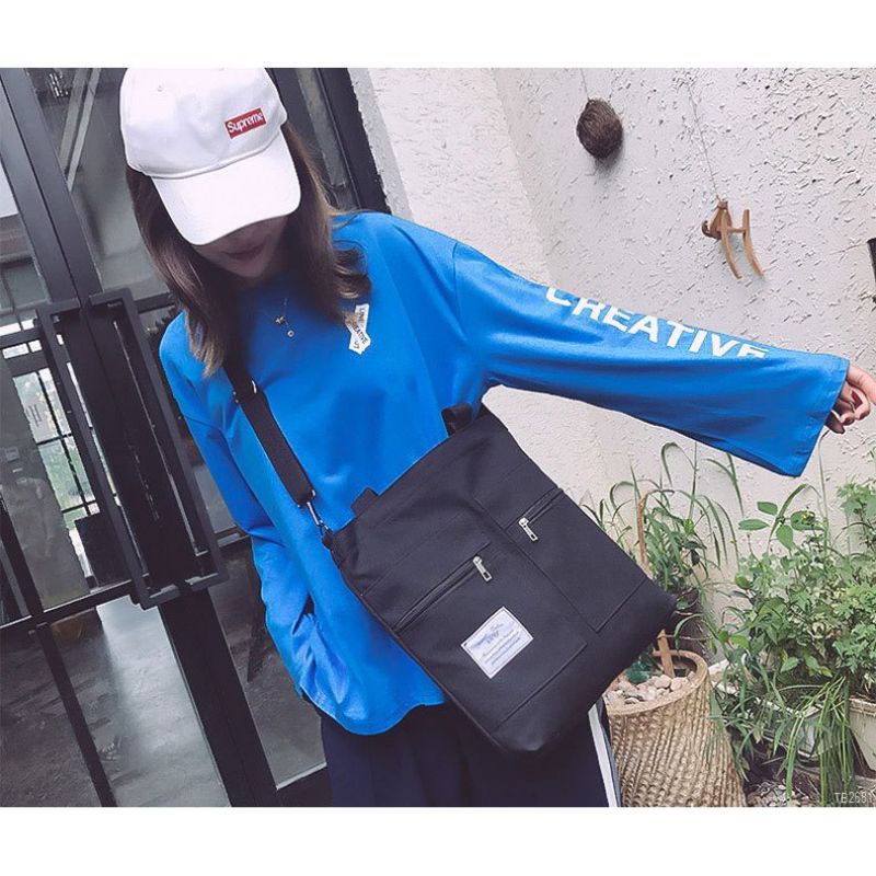 Túi tote vải bố đeo chéo nữ thời trang đi chơi đi học