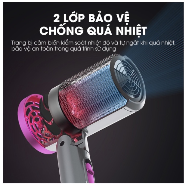 Máy sấy tóc mini gấp gọn bỏ túi khi du lịch SAMONO SW-HDB11 công suất lớn - Hàng chính hãng