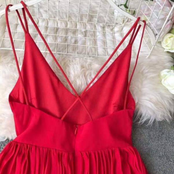 {order7-10 ngày}Váy maxi hai dây chân váy dập ly đi biển sexy 👈