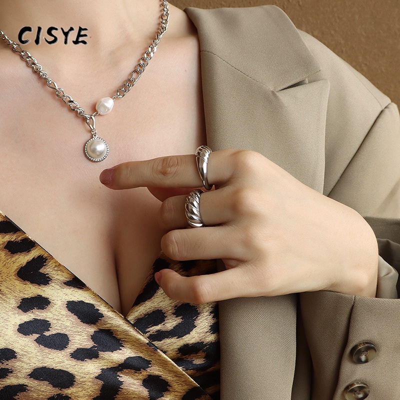 Nhẫn Thép Titan Mặt Gợn Sóng Phong Cách Punk Hip Hop Có Thể Điều Chỉnh