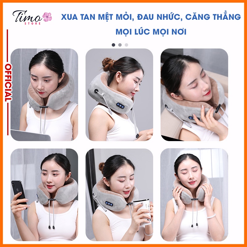 Gối massage cổ gáy đa năng U-shaped chính hãng, sử dụng pin sạc an toàn tiện lợi | TM065